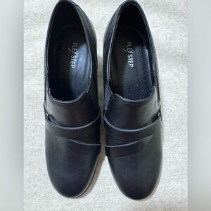 Flex Step Black Slip-On Loafers with Cross Strap